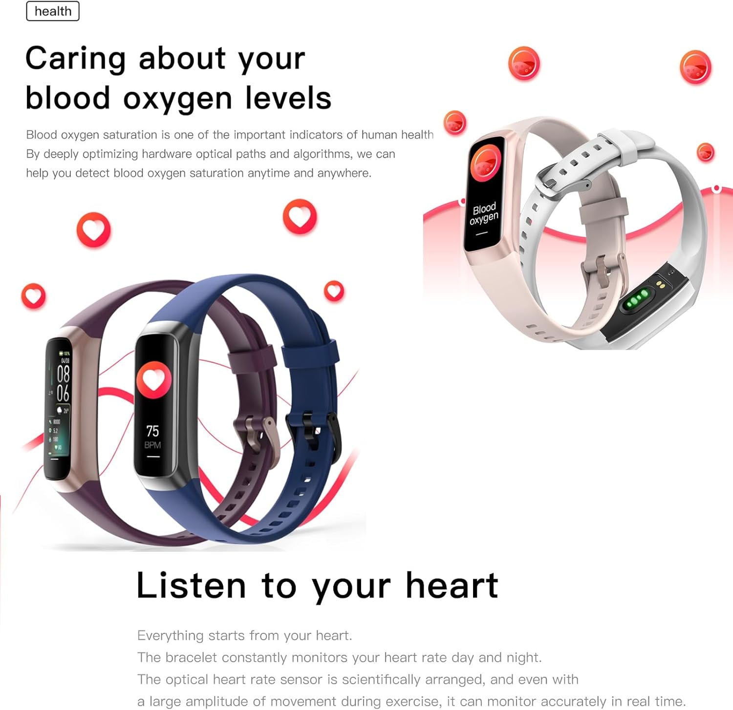 Elevate Your Fitness Journey with the Sleek C60 Health Tracker: Slim Design, 25 Sports Modes, Heart Rate & Blood Pressure Monitoring, Waterproof & Compatible with iPhone and Android